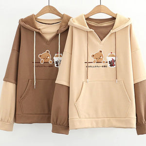 Japanese Bubble Tea Bear Hoodies-Kawaii Dream