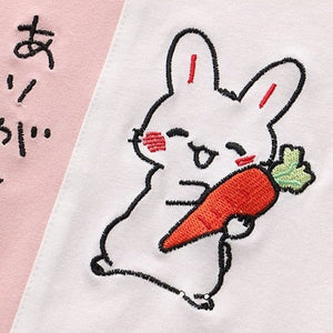 Japanese Bunny Carrot Loose Short-Sleeve Tee-Kawaii Dream