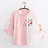 Japanese Bunny Carrot Loose Short-Sleeve Tee-Kawaii Dream
