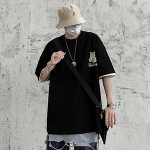 Japanese Cartoon Cat Ramen Oversized Men's Tee Top-Kawaii Dream