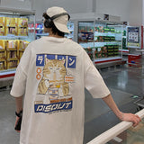 Japanese Cartoon Cat Ramen Oversized Men's Tee Top-Kawaii Dream
