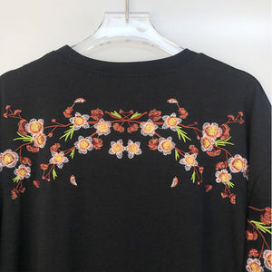 Japanese Cherry Blossoms Embroidery Tee-Kawaii Dream