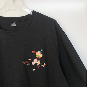 Japanese Cherry Blossoms Embroidery Tee-Kawaii Dream