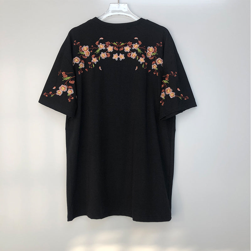Japanese Cherry Blossoms Embroidery Tee-Kawaii Dream