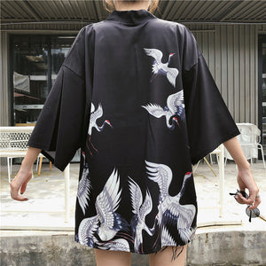 Japanese Classic Crane Design Kimono-Kawaii Dream