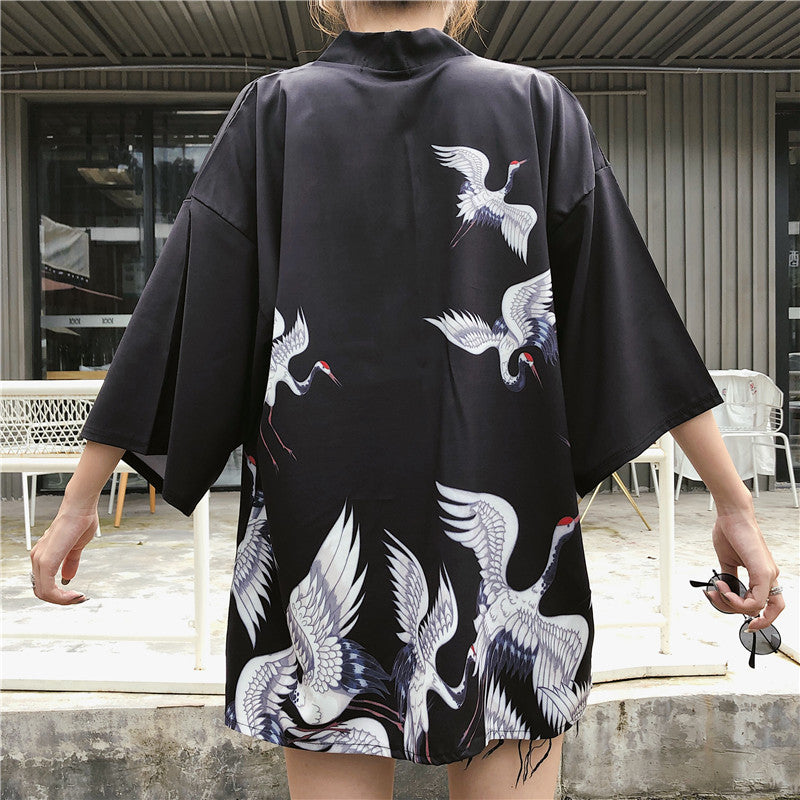 Japanese Classic Crane Design Kimono-Kawaii Dream