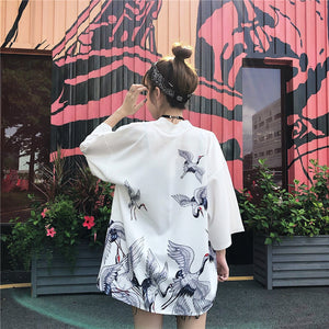 Japanese Classic Crane Design Kimono-Kawaii Dream