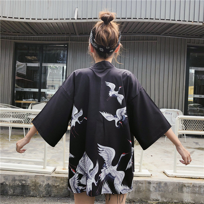 Japanese Classic Crane Design Kimono-Kawaii Dream