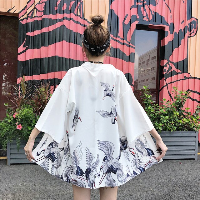 Japanese Classic Crane Design Kimono-Kawaii Dream