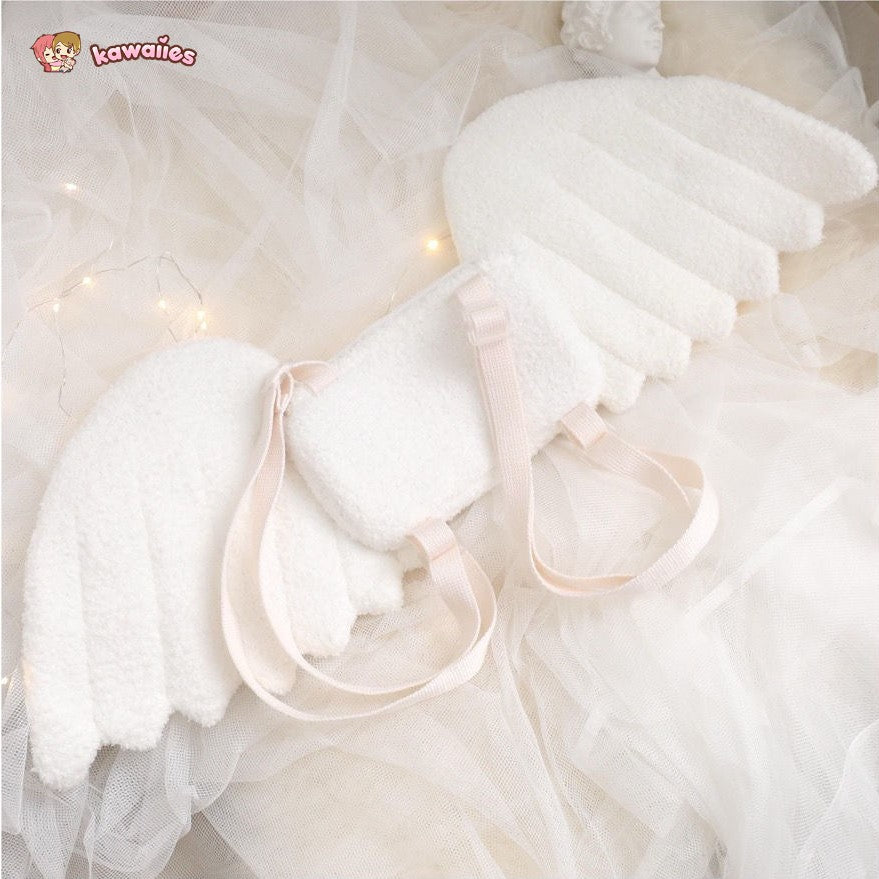 Japanese Cute Angel Wings Plush Mini Backpack-Kawaii Dream