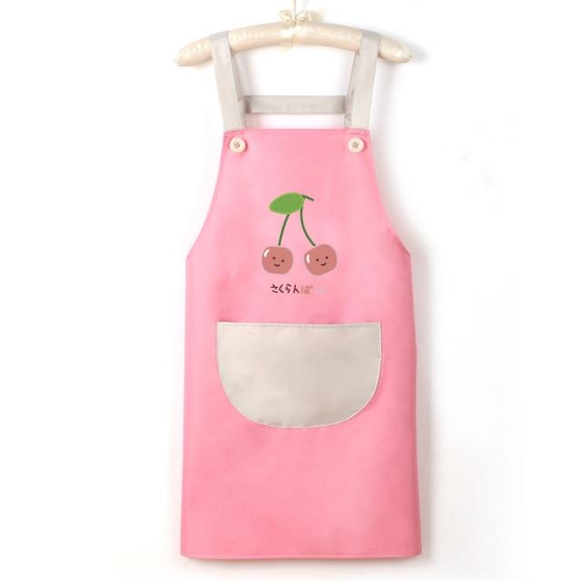 Japanese Cute Cherry and Avocado Print Shoulder Apron-Kawaii Dream