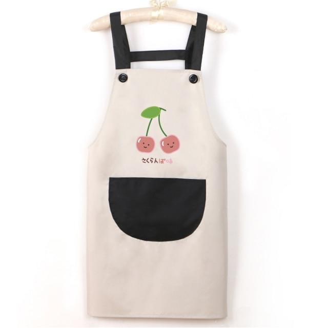 Japanese Cute Cherry and Avocado Print Shoulder Apron-Kawaii Dream