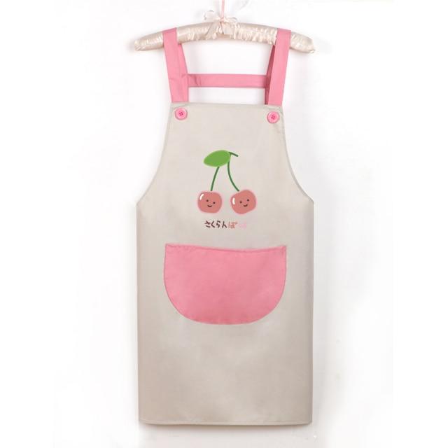 Japanese Cute Cherry and Avocado Print Shoulder Apron-Kawaii Dream