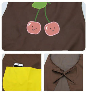 Japanese Cute Cherry and Avocado Print Shoulder Apron-Kawaii Dream