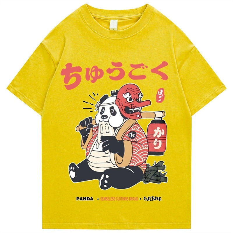 Japanese Fat Samurai Panda Unisex Tee-Kawaii Dream