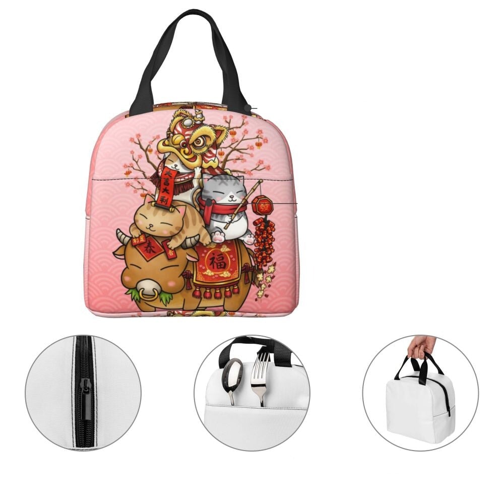 Japanese Fortune Cat Lunch Bag Set-Kawaii Dream