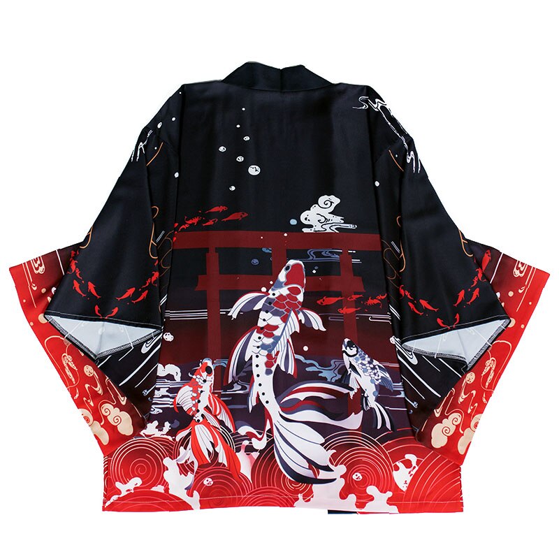 Japanese Great Koi of Torii Gate Women's Kimono Cardigan-Kawaii Dream
