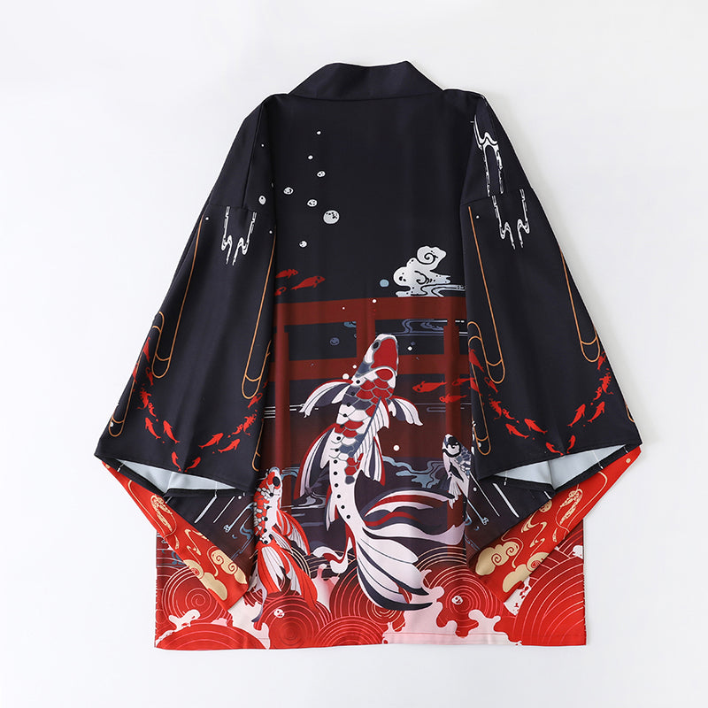 Japanese Great Koi of Torii Gate Women's Kimono Cardigan-Kawaii Dream