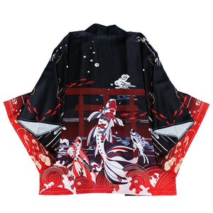 Japanese Great Koi of Torii Gate Women's Kimono Cardigan-Kawaii Dream