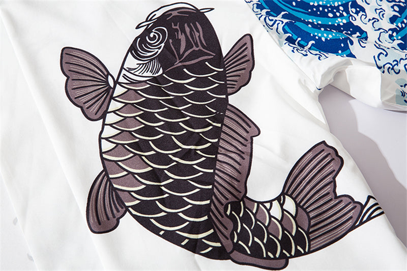 Japanese Great Wave off Kanagawa Dragons Kois Kimono-Kawaii Dream