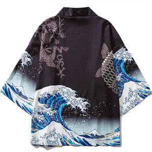 Japanese Great Wave off Kanagawa Dragons Kois Kimono-Kawaii Dream