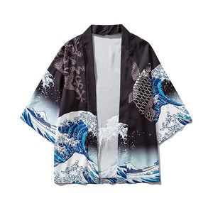 Japanese Great Wave off Kanagawa Dragons Kois Kimono-Kawaii Dream