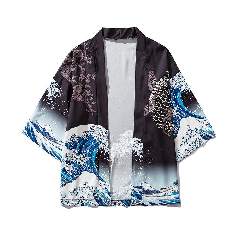 Japanese Great Wave off Kanagawa Dragons Kois Kimono-Kawaii Dream