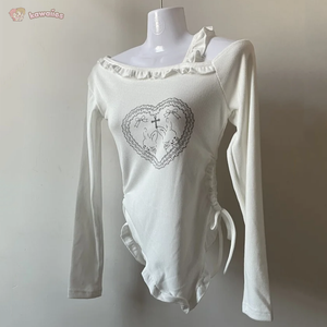 Japanese Harajuku Gray White Bunny Ruffled Skirt Top-Kawaii Dream