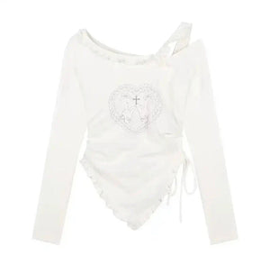 Japanese Harajuku Gray White Bunny Ruffled Skirt Top-Kawaii Dream