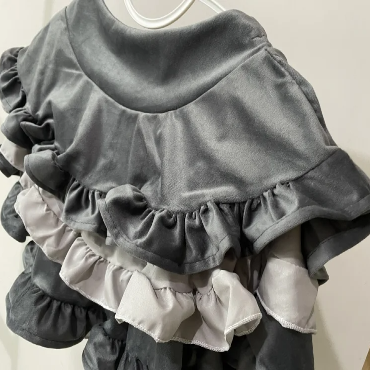 Japanese Harajuku Gray White Bunny Ruffled Skirt Top-Kawaii Dream