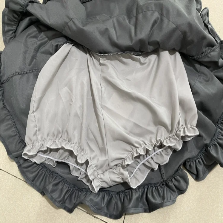 Japanese Harajuku Gray White Bunny Ruffled Skirt Top-Kawaii Dream