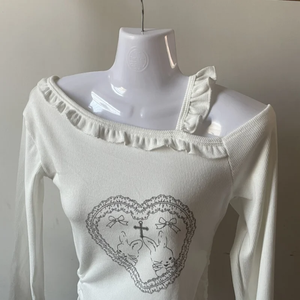 Japanese Harajuku Gray White Bunny Ruffled Skirt Top-Kawaii Dream