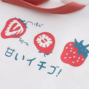 Japanese Kanji Strawberry Print White Black Unisex Hoodies-Kawaii Dream