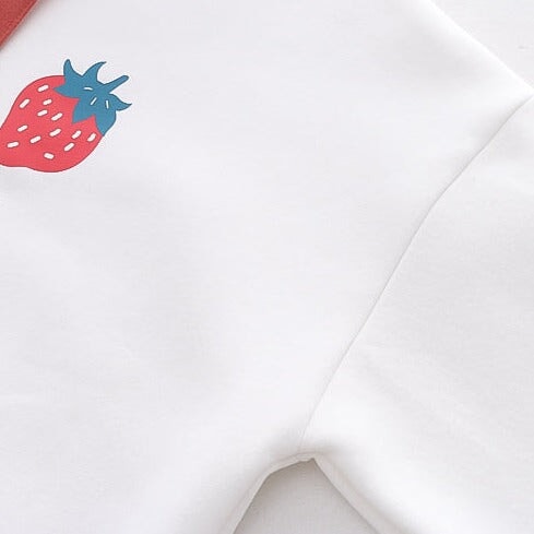 Japanese Kanji Strawberry Print White Black Unisex Hoodies-Kawaii Dream