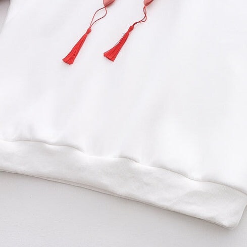 Japanese Kanji Strawberry Print White Black Unisex Hoodies-Kawaii Dream