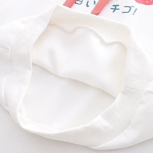 Japanese Kanji Strawberry Print White Black Unisex Hoodies-Kawaii Dream