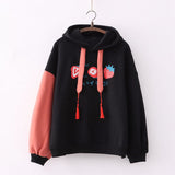 Japanese Kanji Strawberry Print White Black Unisex Hoodies-Kawaii Dream