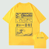 Japanese Kanji Wave Masks Lucky Cat Cotton Tee Set 1-Kawaii Dream