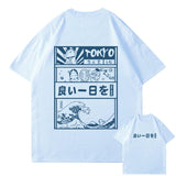 Japanese Kanji Wave Masks Lucky Cat Cotton Tee Set 2-Kawaii Dream