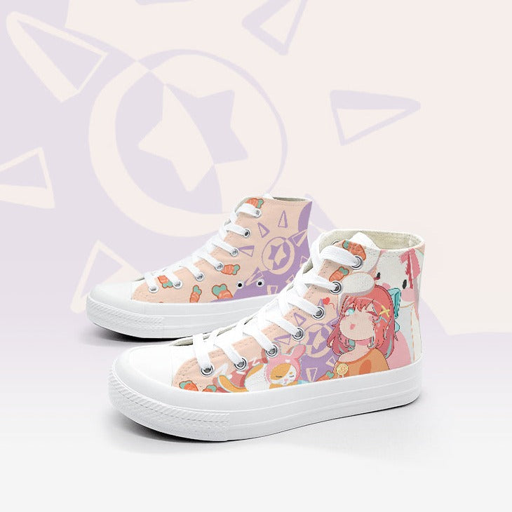 Japanese Kawaii Girl Bunny Carrots Women's Sneakers Trainers-Kawaii Dream
