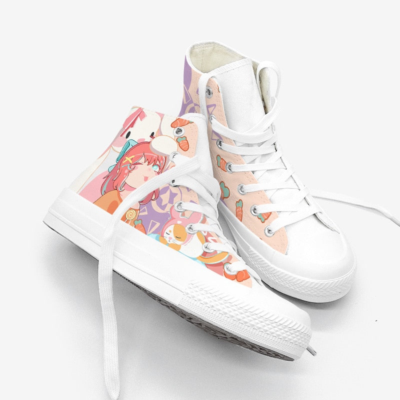 Japanese Kawaii Girl Bunny Carrots Women's Sneakers Trainers-Kawaii Dream