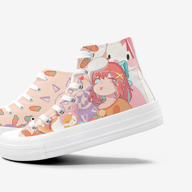 Japanese Kawaii Girl Bunny Carrots Women's Sneakers Trainers-Kawaii Dream