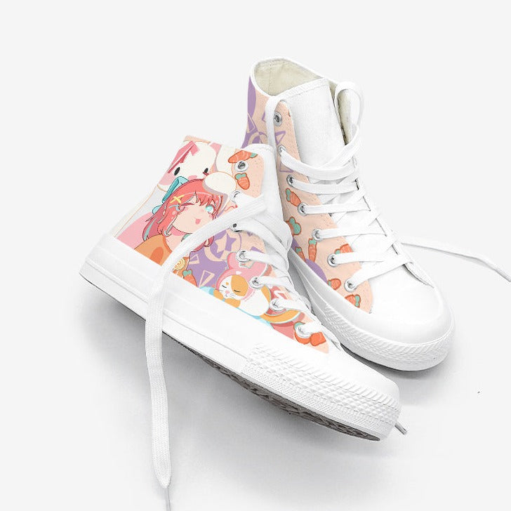 Japanese Kawaii Girl Bunny Carrots Women's Sneakers Trainers-Kawaii Dream