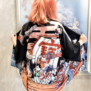 Japanese Kimono Cruise Lucky Cats-Kawaii Dream