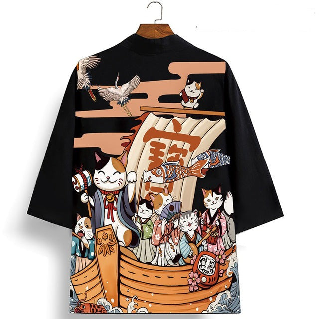 Japanese Kimono Cruise Lucky Cats-Kawaii Dream