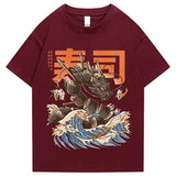 Japanese King Dragon Sushi Roll Waves Unisex Tee-Kawaii Dream
