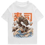 Japanese King Dragon Sushi Roll Waves Unisex Tee-Kawaii Dream