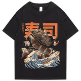 Japanese King Dragon Sushi Roll Waves Unisex Tee-Kawaii Dream