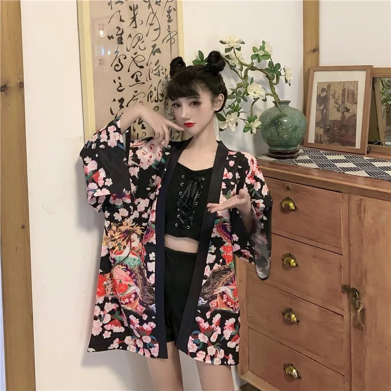 Japanese Lady Sakura Women Kimono Robe Cardigan-Kawaii Dream