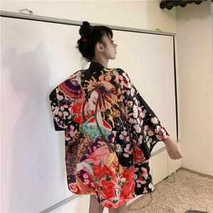 Japanese Lady Sakura Women Kimono Robe Cardigan-Kawaii Dream